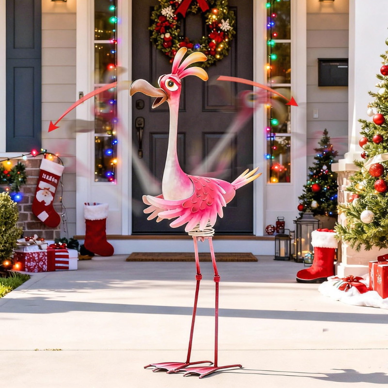 Natelf Flamingo Metal Yard Statue