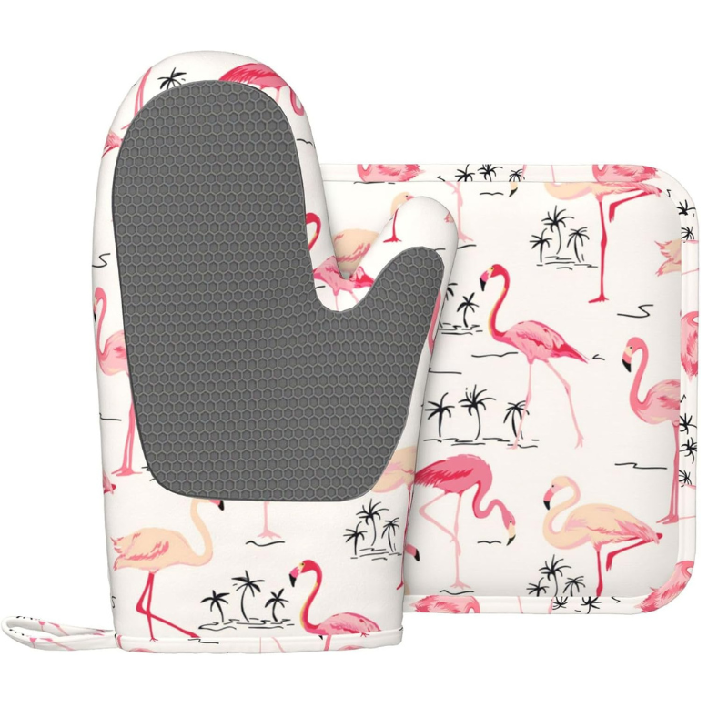 Flamingo Oven Mitt and Pot Holder